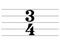 Black music symbol of Simple time signatures on ledger lines