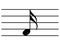 Black music symbol of sixteenth note on staff lines
