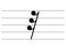 Black music symbol of Thirty-second note rest on ledger lines