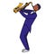 Black musician jazz playing saxophone character
