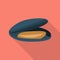 Black mussel icon, flat style