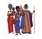 Black native africans people group, cartoon flat vector illustration isolated.