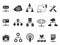 Black network icons set