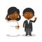 Black newlywed couple in cartoon style Vector illustration