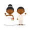 Black newlywed couple in cartoon style Vector illustration