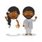 Black newlywed couple in cartoon style Vector illustration