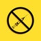 Black No vaccine icon isolated on yellow background. No syringe sign. Vaccination, injection, vaccine, insulin concept. Long