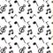 Black note music pattern vector