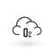 Black o2 cloud oxygen icon, vector illustration isolated on white background