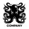 Black octopus logo. Vector illustration.