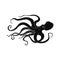 Black octopus swimming to the side - hand drawn silhouette