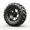 Black Off Road Tire With Elaborate Design And Glossy Finish