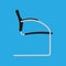 Black office chair vector flat icon side view. Comfortable relaxation sign interior furniture equipment nobody