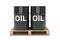 Black Oil Barrels over Wooden Pallet