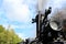 Black old steam locomotive detail