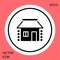Black Old Ukrainian house hut icon isolated on red background. Traditional village house. White circle button. Vector