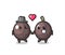 Black olive cartoon character couple with fall in love gesture