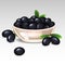 Black olives on a plate