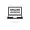 Black Online learning text written on laptop icon or logo