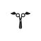 Black open scissors with wings. Flat icon isolated on white. Creative hand made. Super hair cut sign. Utensil or hairdresser.