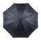 Black open umbrella in top view. Mockup, template for logo presentation.