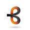 Black and Orange Bold Curvy Letter B isolated on a White Background