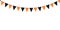 Black and orange flag garland. Triangle pennants chain. Party decoration. Celebration flags for decor