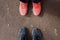 Black and Orange Muddy Sports Shoes after a Levada Hike in Madeira, Portugal