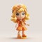 Black And Orange Teen Girl Figurine In 2d Game Art Style