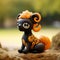 Black And Orange Toy Dog: Rococo-inspired Art With Kawaii Street Art Twist