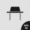 Black Orthodox jewish hat with sidelocks icon isolated on transparent background. Jewish men in the traditional clothing