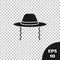 Black Orthodox jewish hat with sidelocks icon isolated on transparent background. Jewish men in the traditional clothing