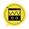 Black Oscilloscope measurement signal wave icon isolated on white background. Yellow speech bubble symbol. Vector