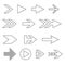 Black outline arrows. Collection of flat icons