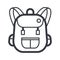 Black outline backpack vector icon. Fully editable stroke