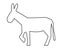 Black outline of a donkey on a white background