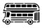 Black outline drawing of a double-decker bus. Transport from England. For plotter cutting. Print