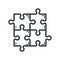 Black outline education and knowledge jigsaw vector icon.