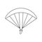 Black outline icon of paraglider on white background. Line Icon of side view of parachute.