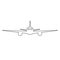 Black outline isolated airplane on white background. Line front view of aeroplane.