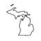 Black outline of Michigan map