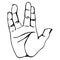 Black outline realistic salute vulcan hand gesture icon graphic