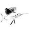 A black outline of a sailfish or billfish