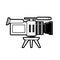 Black outline video camera vector icon