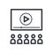 Black outline video lesson symbol. Education and knowledge vector icon