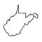 Black outline of West Virginia map