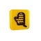 Black Oven glove icon isolated on transparent background. Kitchen potholder sign. Cooking glove. Yellow square button.