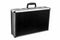 Black padded aluminum briefcase case with metal corners isolated on white