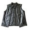 A black padded leather jacket without sleeves