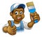 Black Painter Decorator Cartoon Character